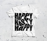 Decoccano "HAPPY" Graphic T-Shirt – Men’s Collection | White Cotton Tee